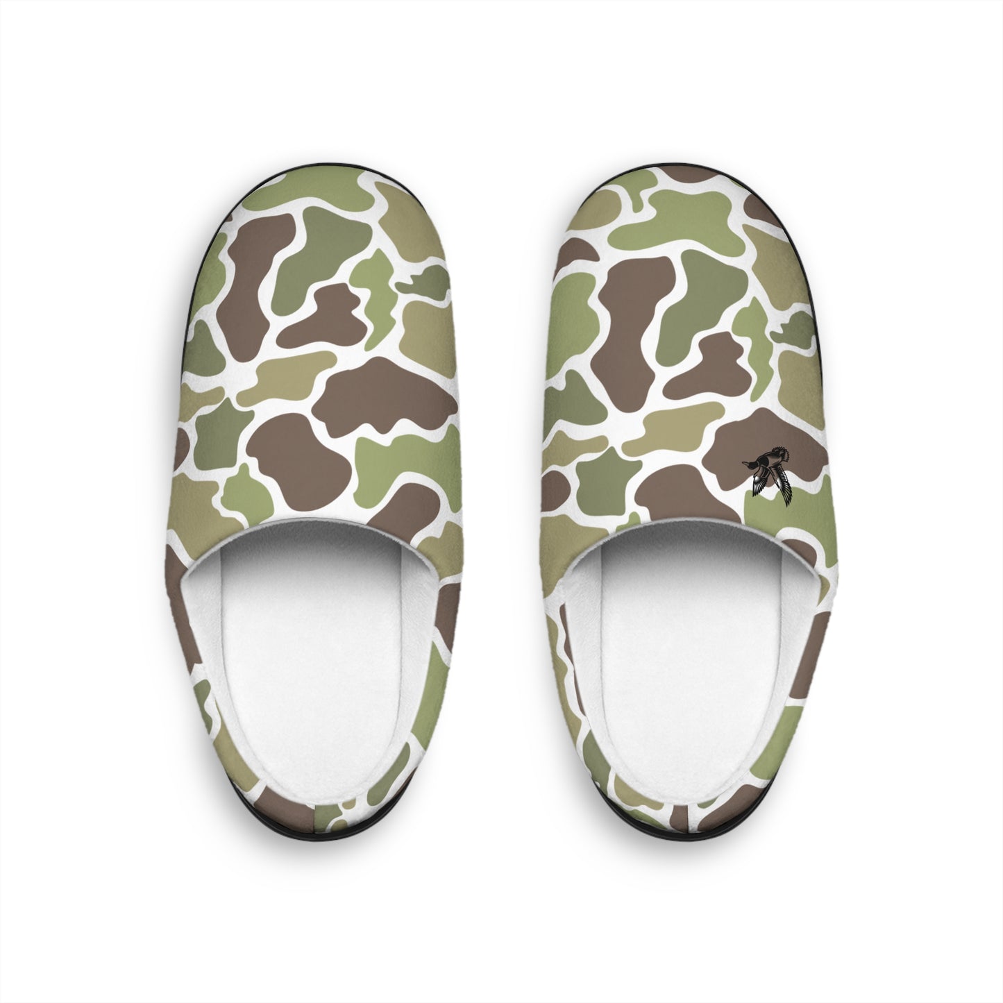 Men's Old School Camouflage Indoor Slippers/Bedroom Shoes, Camo, Mallard Duck