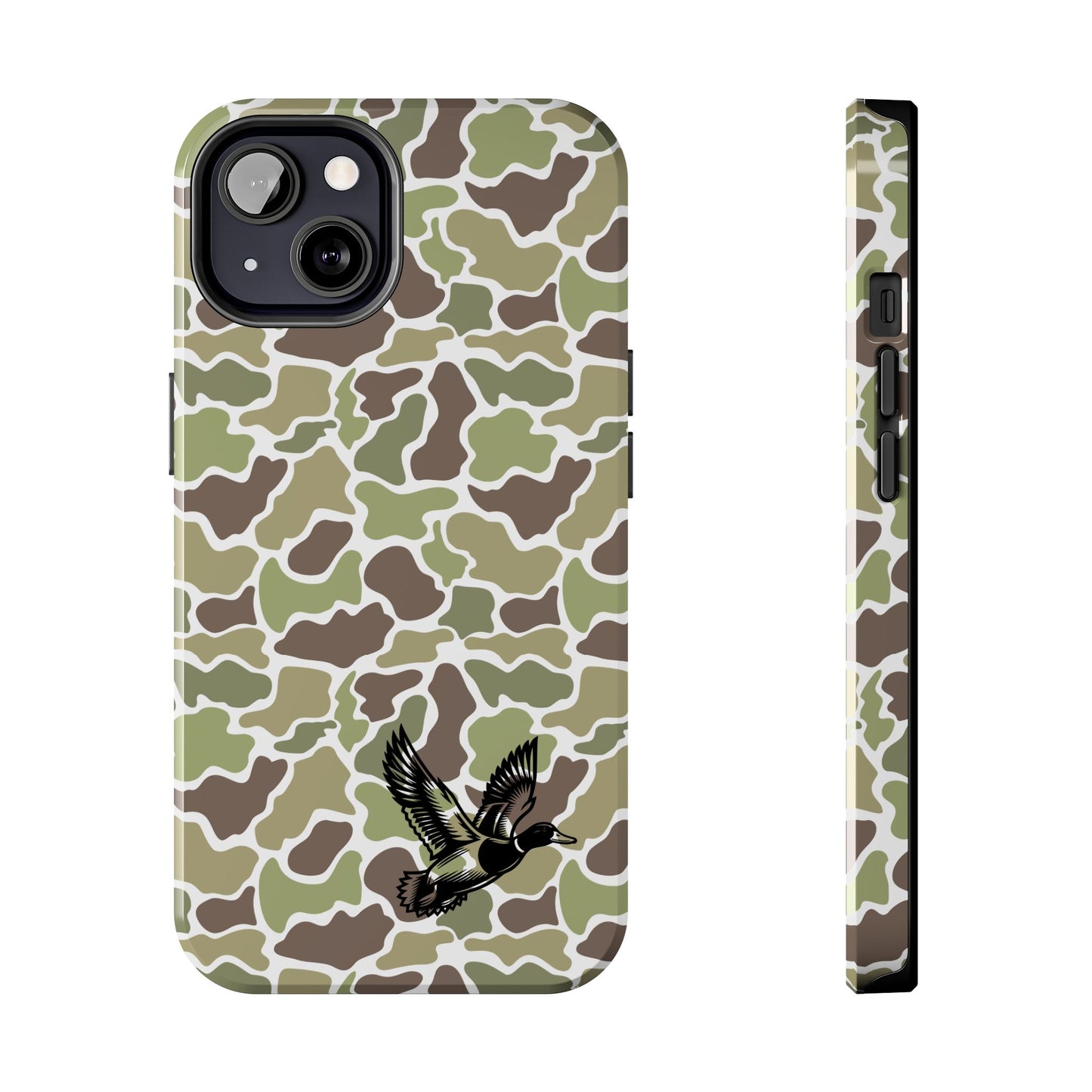 Apple iPhone (13-15 Pro Max) Old School Camouflage, Mallard Bird Tough Phone Cases