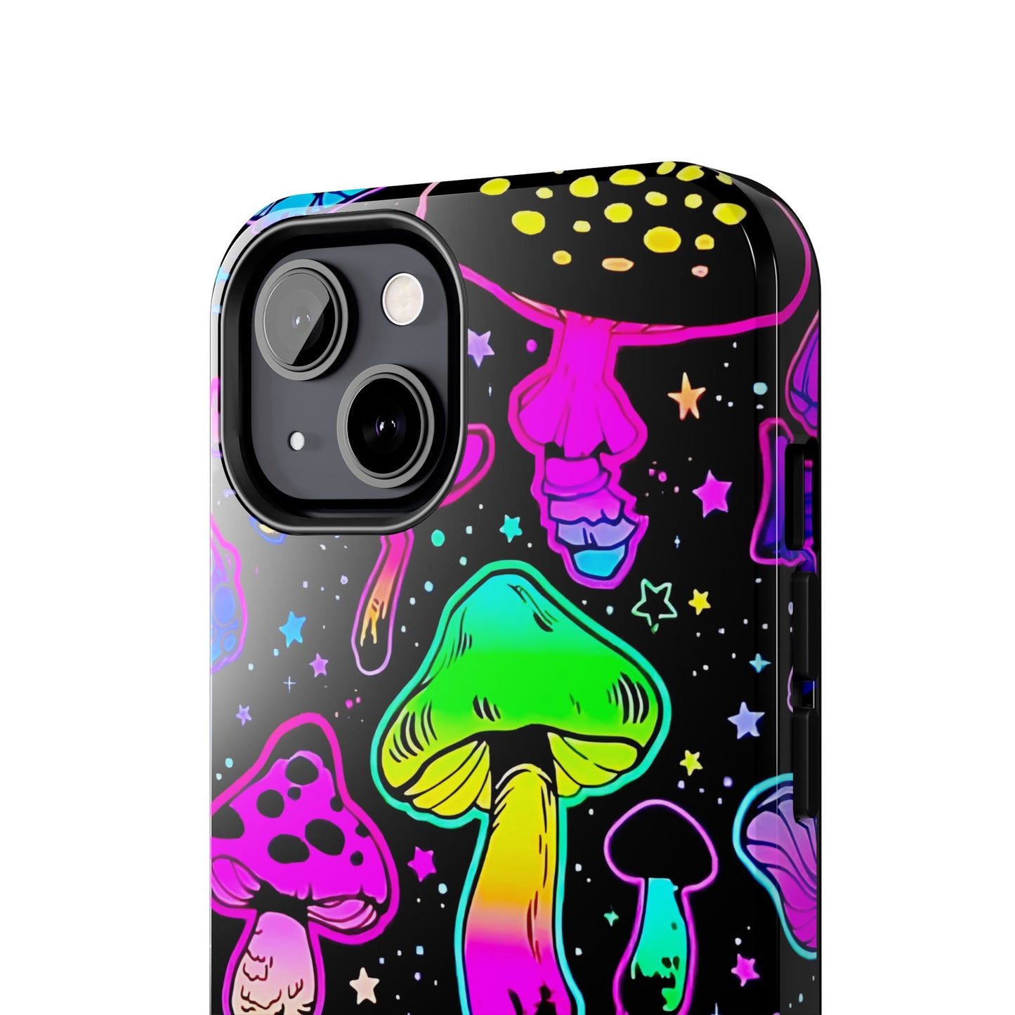 Apple iPhone (13-15 Pro Max) Shrooms Tough Phone Cases, Bright Coloruul Mushrooms