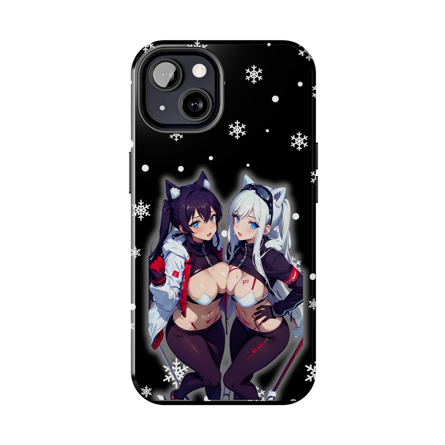 Apple iPhone (13-15 Pro Max) Tough Phone Case, Sexy Anime Girls Snow Skiing, New