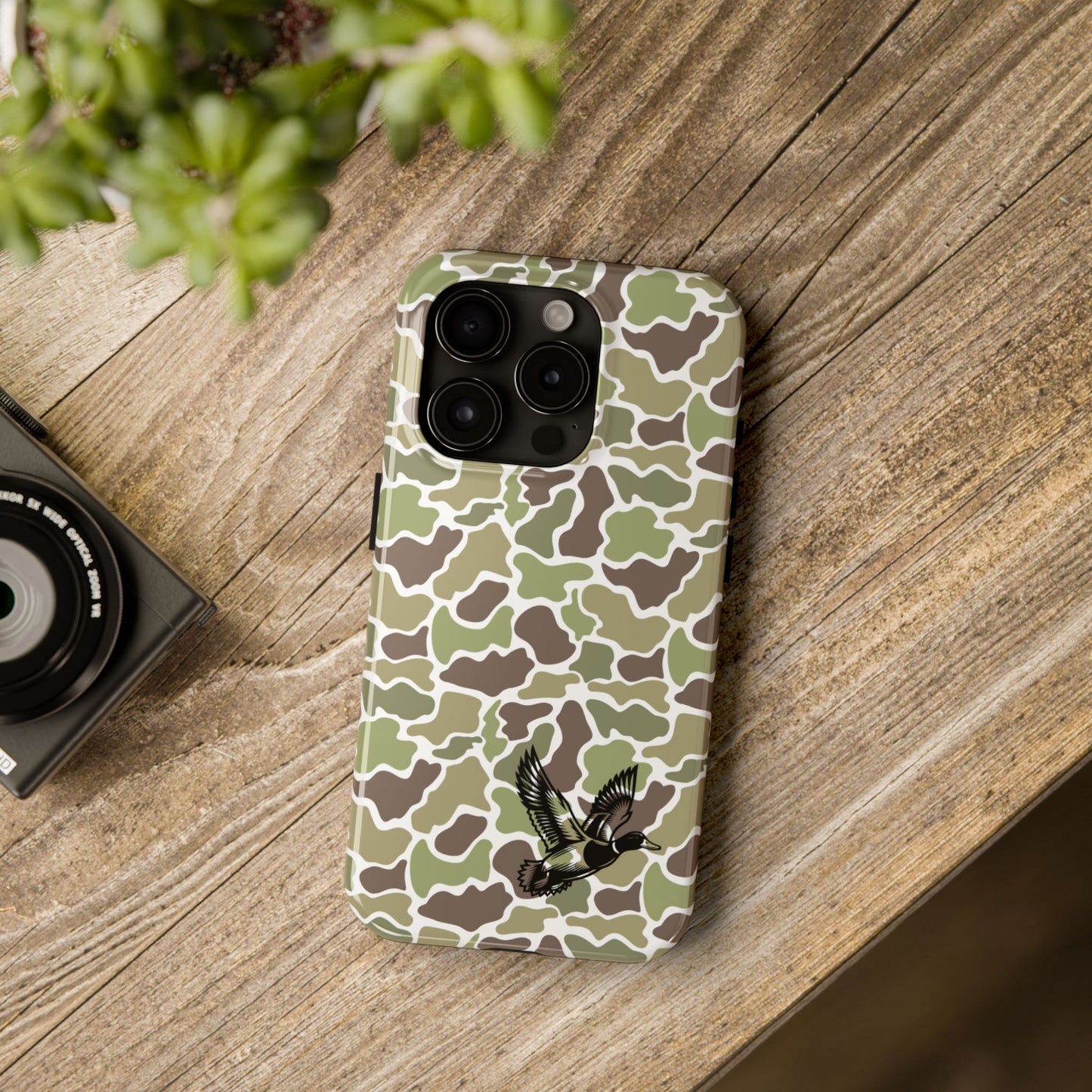 Apple iPhone (13-15 Pro Max) Old School Camouflage, Mallard Bird Tough Phone Cases