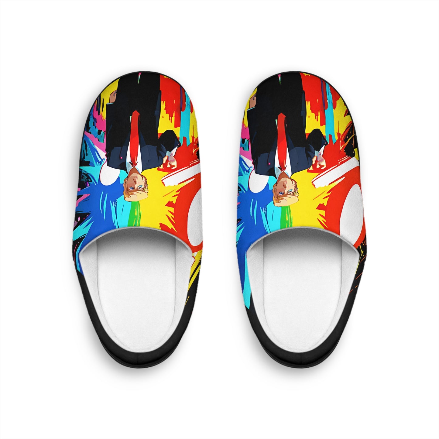 Abstract, Anime D..Trump Men's Indoor Slippers/ Bedroom Shoes , Bright