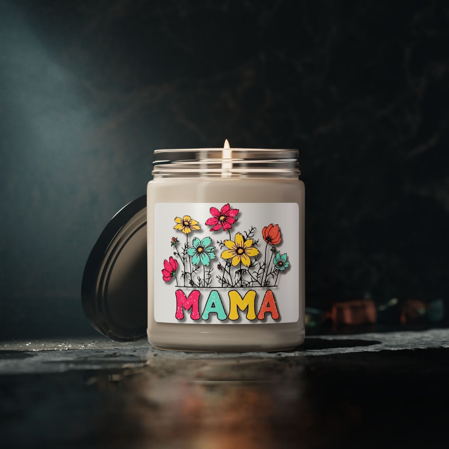 "Mama" Flower Decor, Perfectly Scented Soy Wax Blend Candles, 9oz