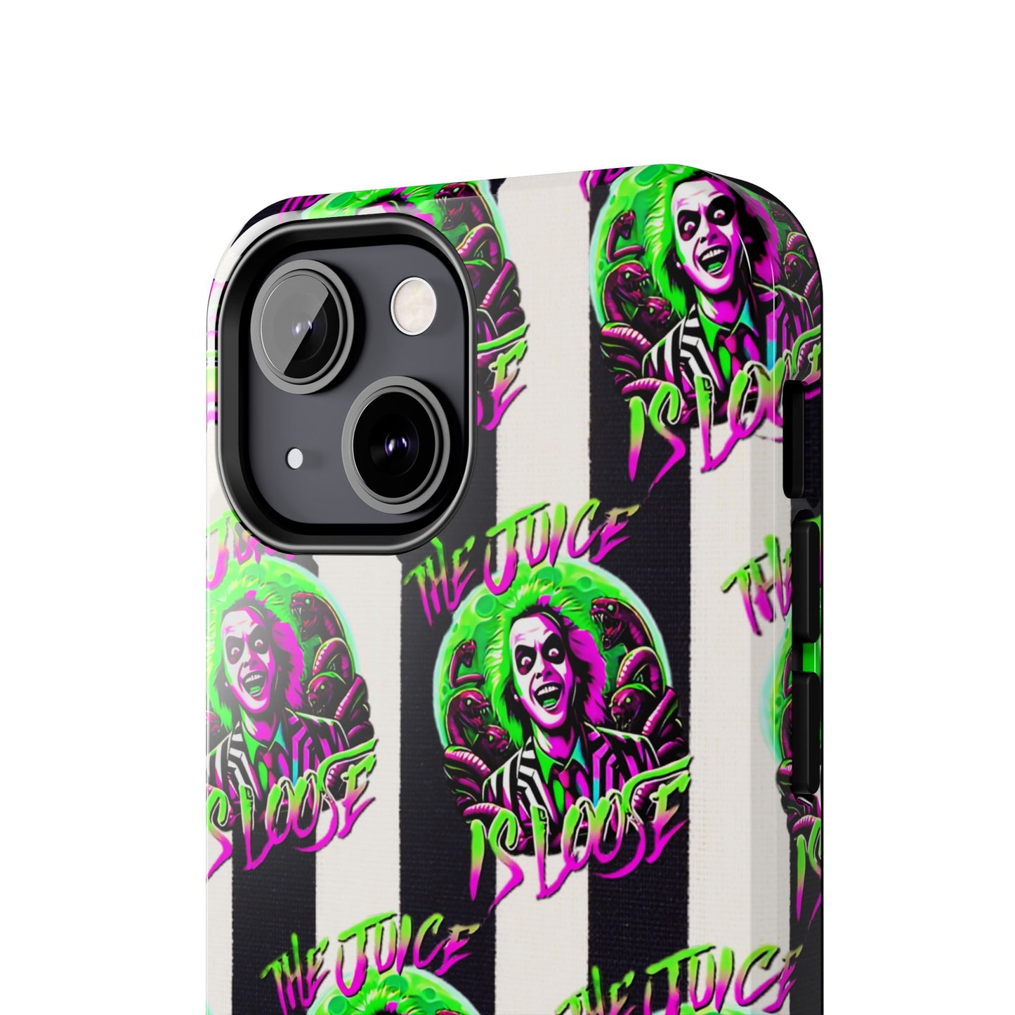 Apple iPhone Tough Phone Case (13-15 Pro Max), Beetle Juice, "The Juice Is Loose"