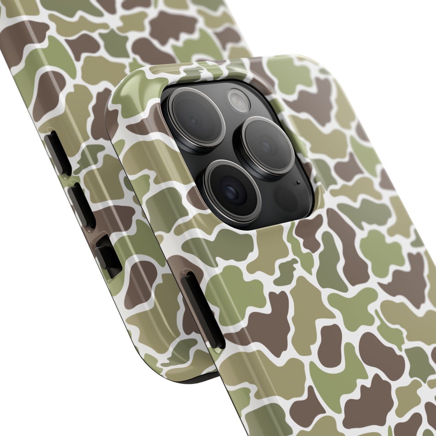 Apple iPhone (13-15 Pro Max) Old School Camouflage, Mallard Bird Tough Phone Cases