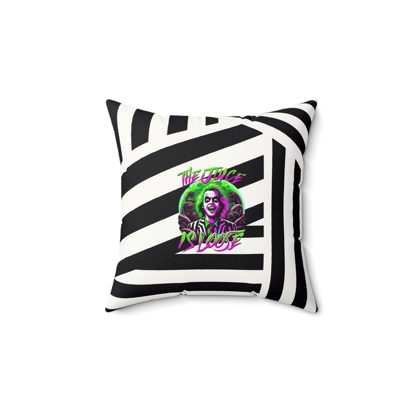 Beetle Juice, "The Juice Is Loose", Spun Polyester Square Throw Pillow, Halloween