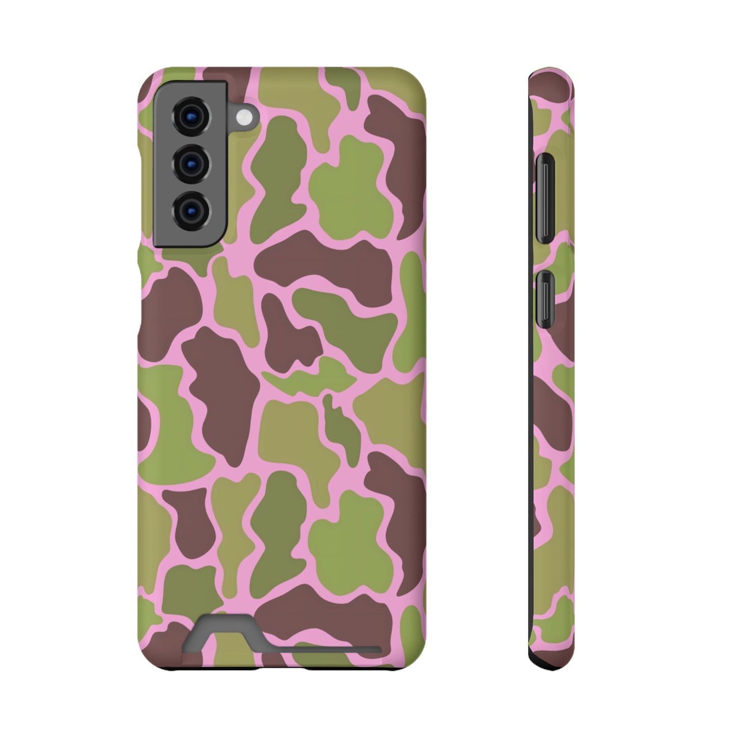 Camouflage/ Pink Phone Case With Card Holder iPhone/ Android