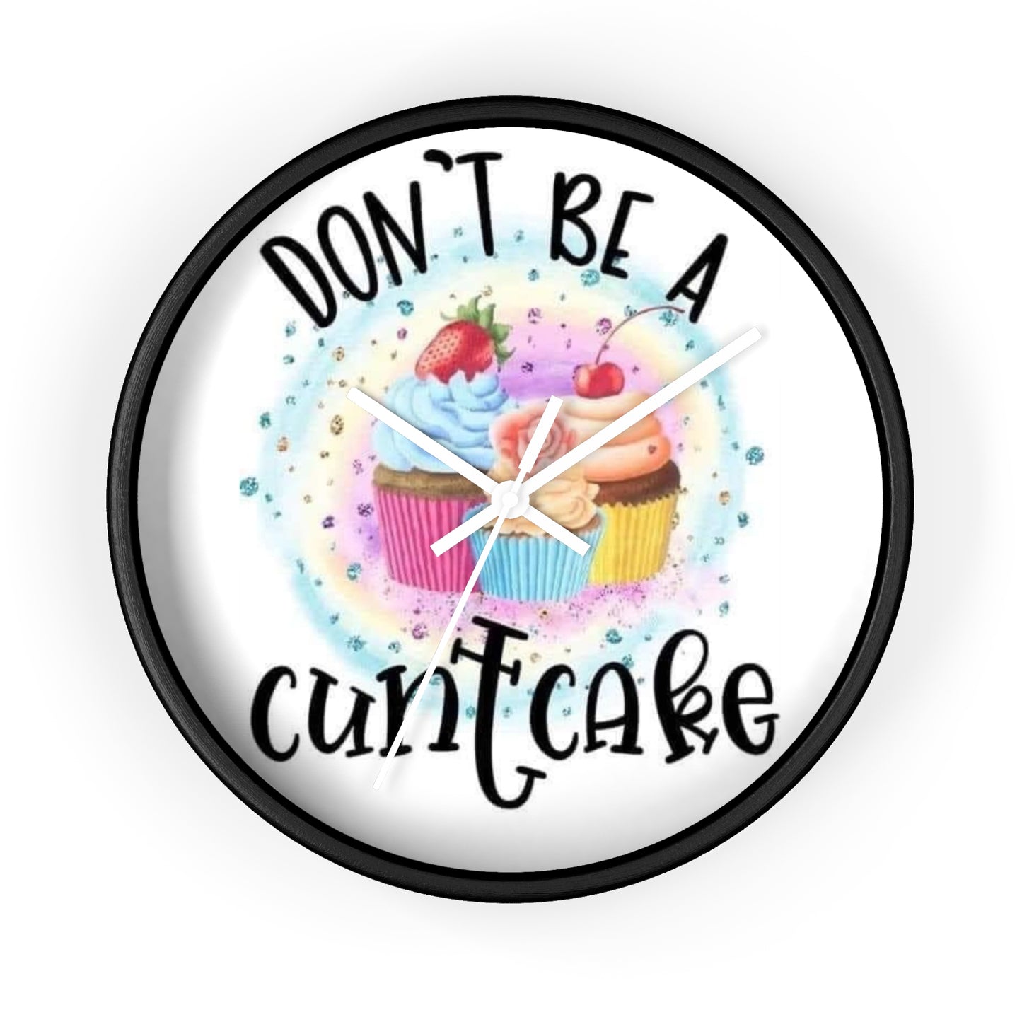 "Dont Be a CuntCake" Funny Cupcake kitchen Wall Clock Colorful