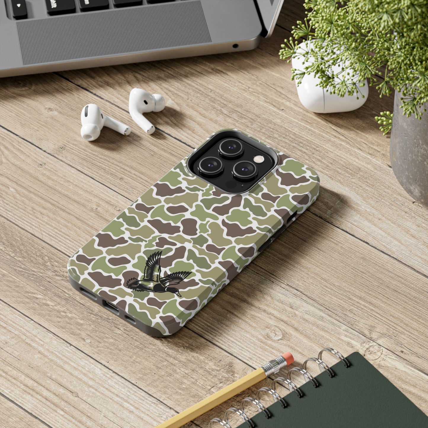 Apple iPhone (13-15 Pro Max) Old School Camouflage, Mallard Bird Tough Phone Cases