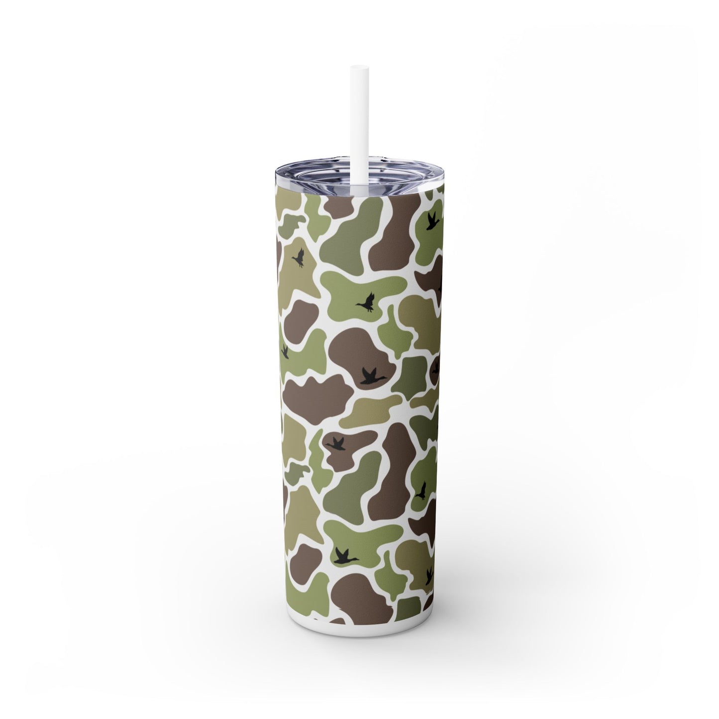 Camouflage/ Mallard Duck Skinny Tumbler with Straw, 20oz New Popular