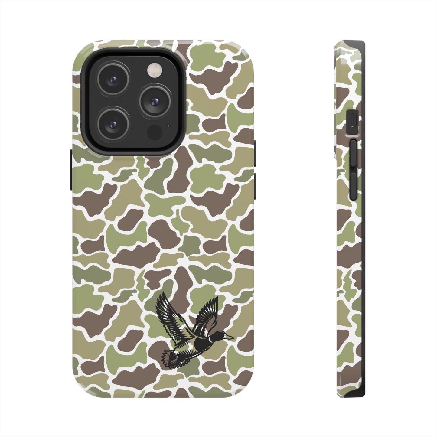 Apple iPhone (13-15 Pro Max) Old School Camouflage, Mallard Bird Tough Phone Cases