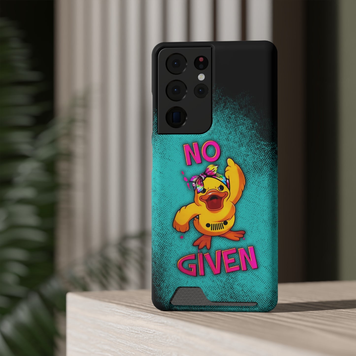 Jeep Duck, "No F Given", Phone Case With Card Holder (iPhone & Android)