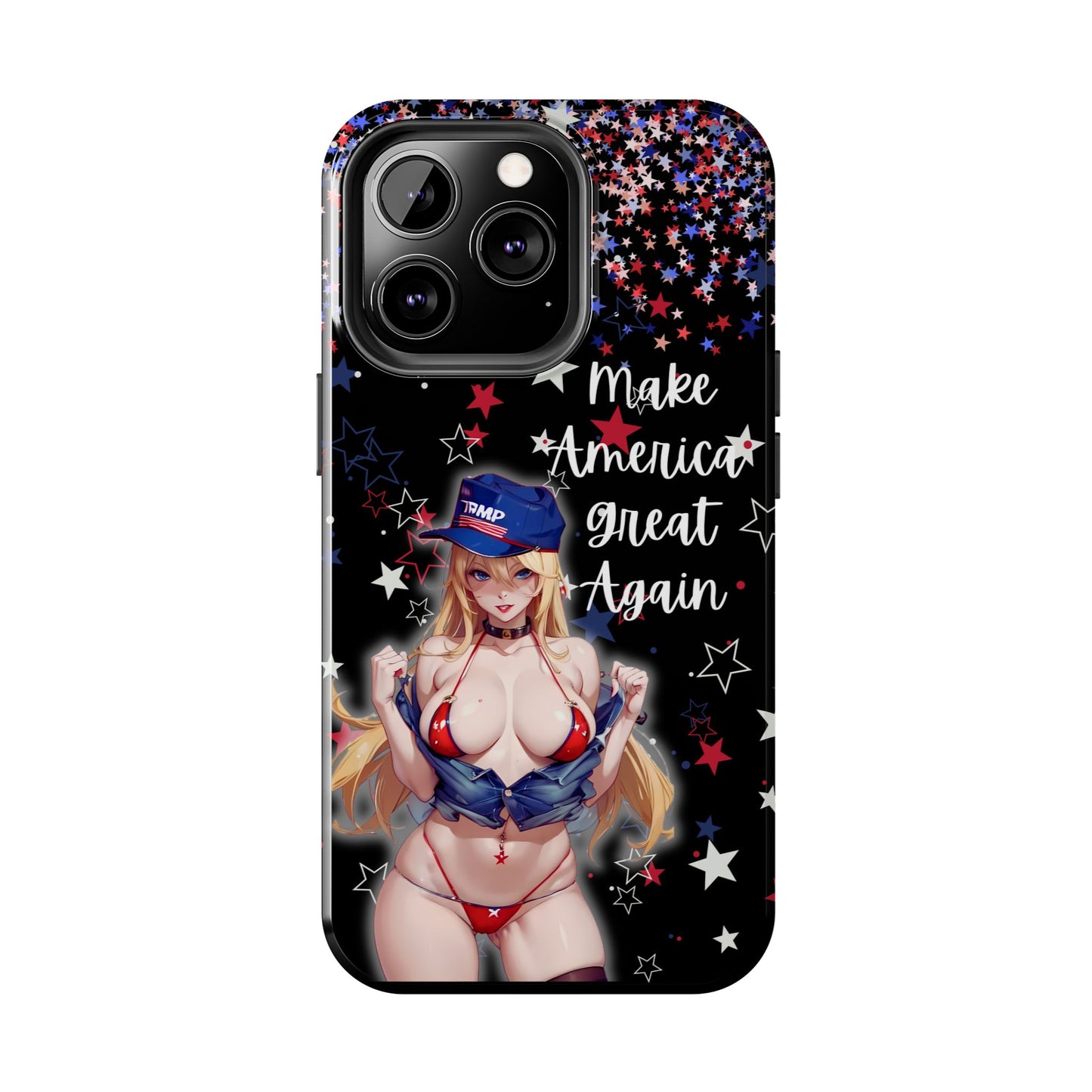 Apple iPhone, Tough Phone Case (13-15 Pro Max) Sexy Trumo Girl MAGA, New