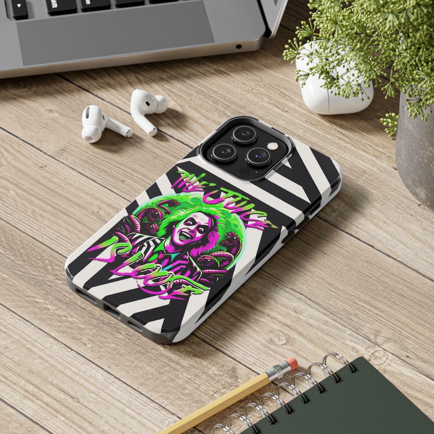 Apple iPhone Tough Case (13-15 Pro Max), Beetle Juice "The Juice Is Loose"