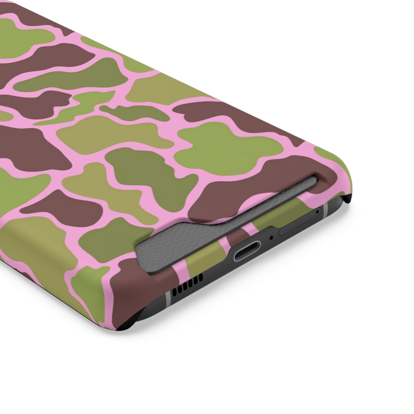 Camouflage/ Pink Phone Case With Card Holder iPhone/ Android