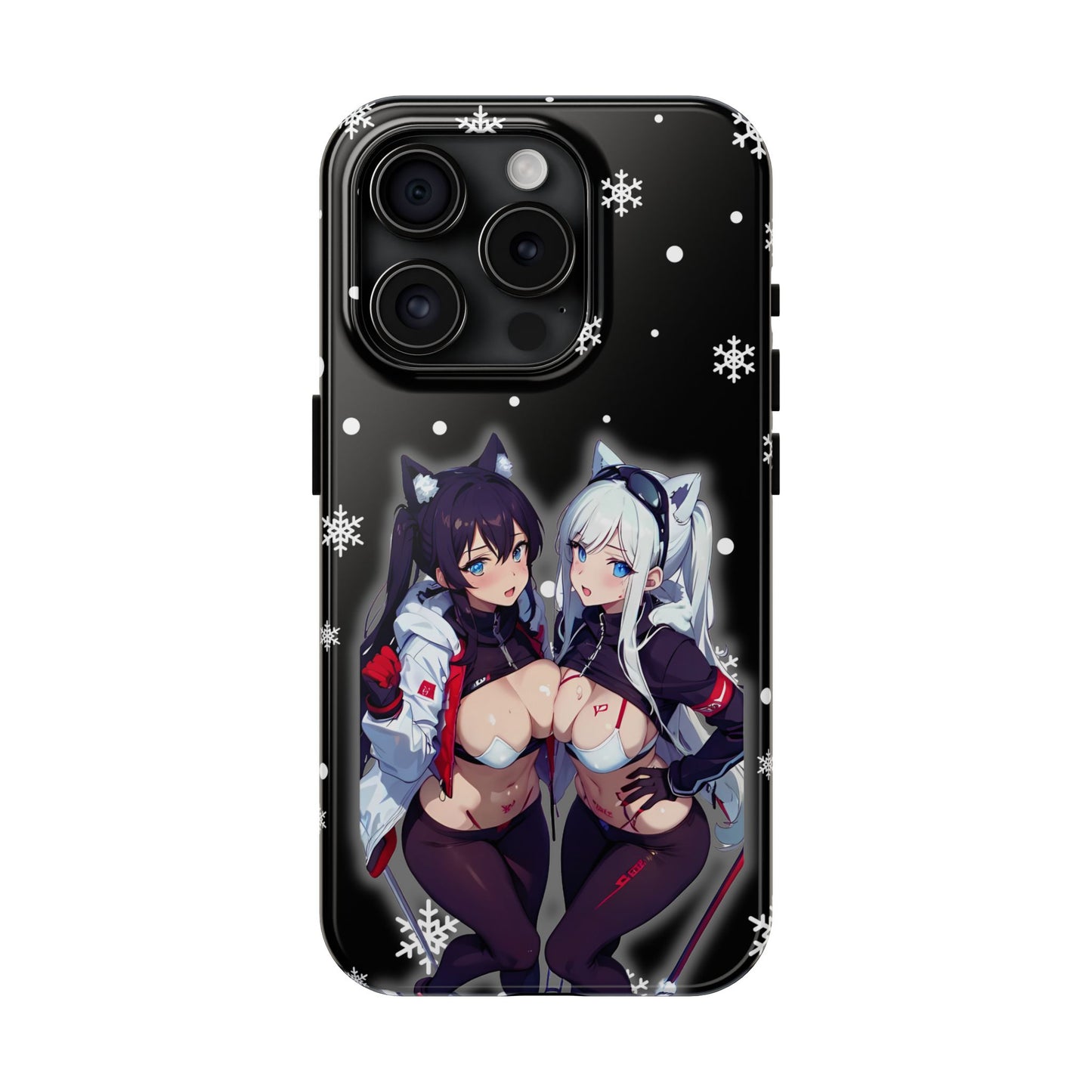 Apple iPhone (13-15 Pro Max) Tough Phone Case, Sexy Anime Girls Snow Skiing, New