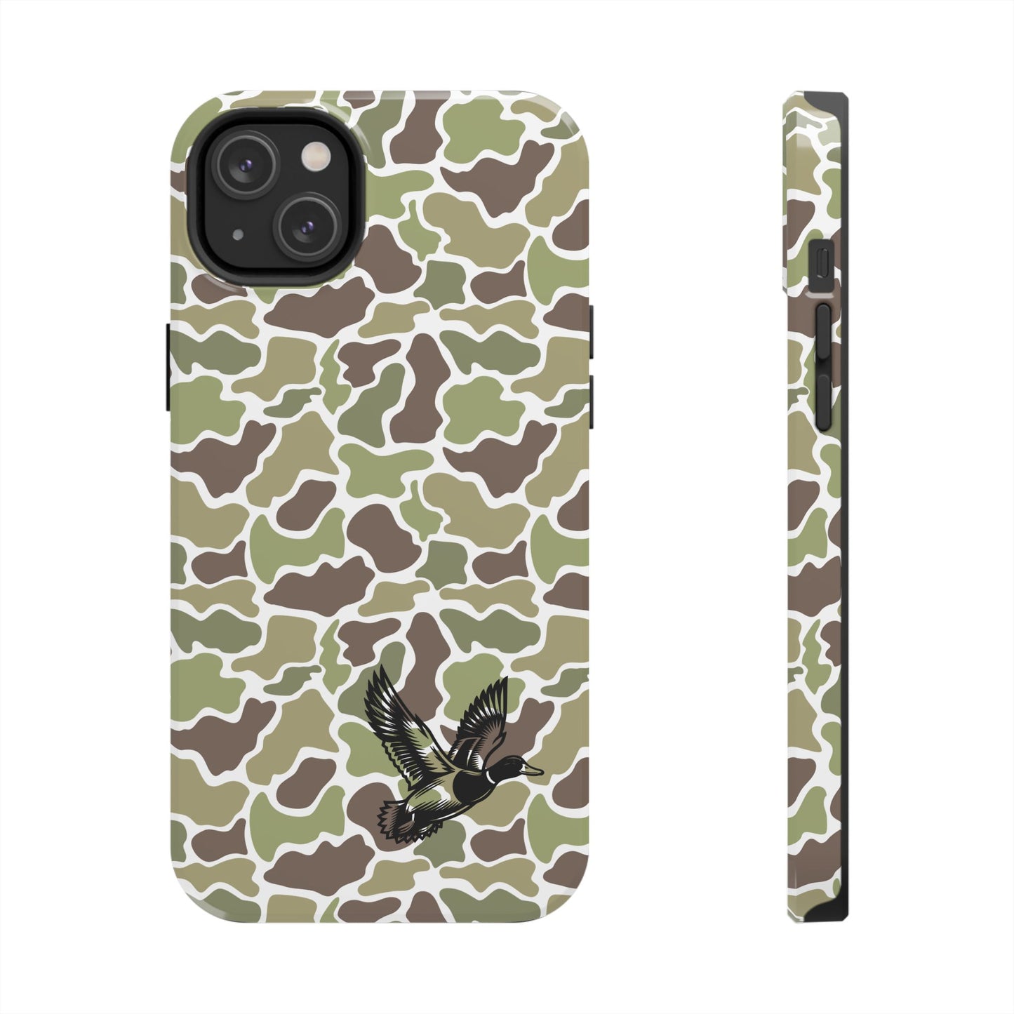 Apple iPhone (13-15 Pro Max) Old School Camouflage, Mallard Bird Tough Phone Cases