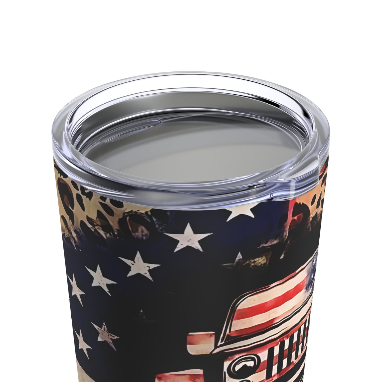 "Jeep Life", American Flag/ Leopard, Stainless Steel Tumbler 20oz Cup