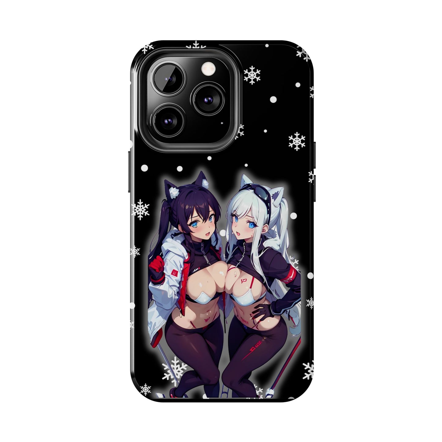 Apple iPhone (13-15 Pro Max) Tough Phone Case, Sexy Anime Girls Snow Skiing, New