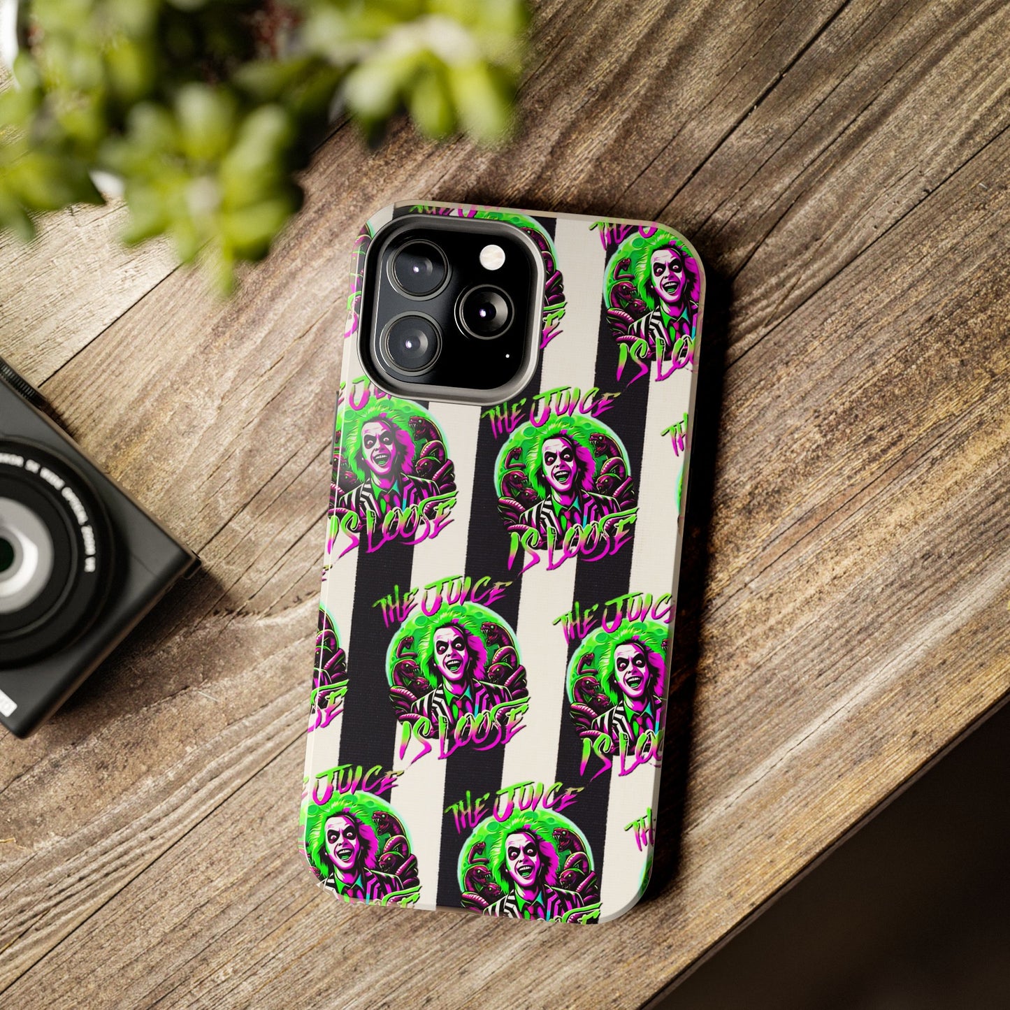 Apple iPhone Tough Phone Case (13-15 Pro Max), Beetle Juice, "The Juice Is Loose"