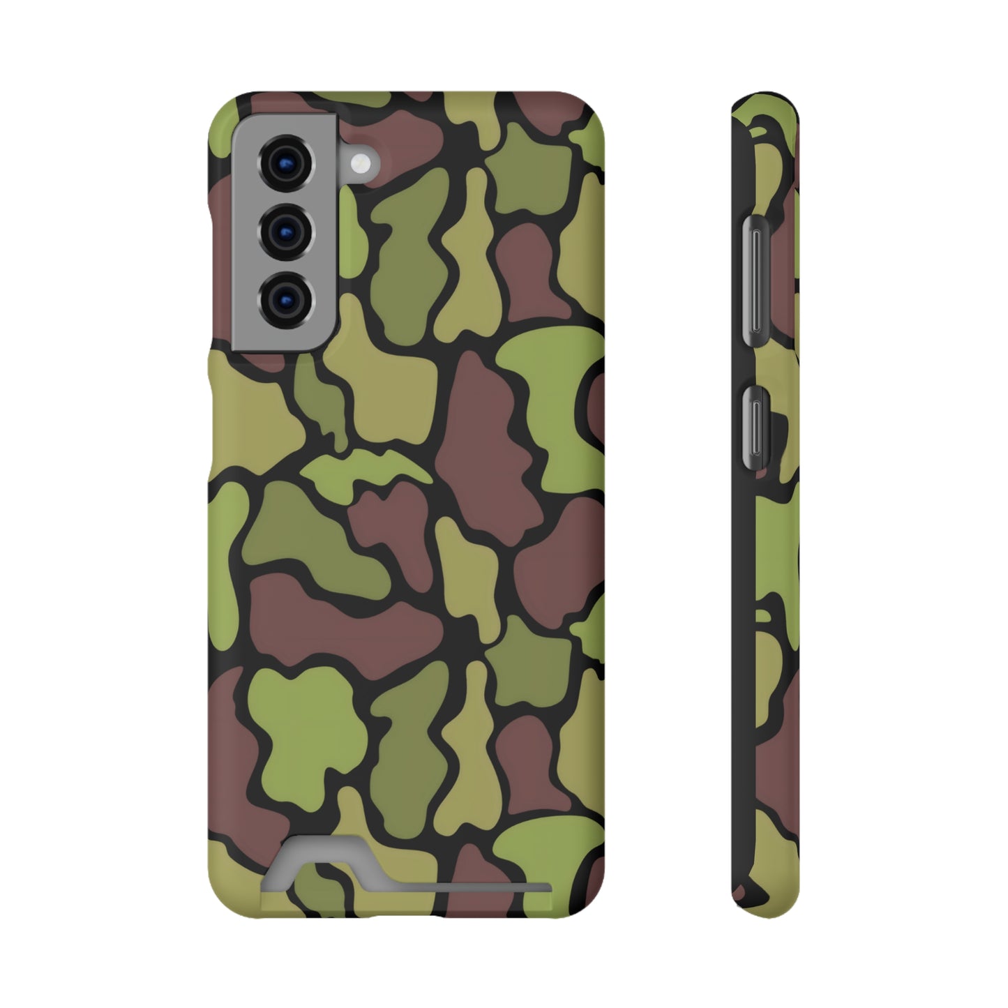 Stylish Camouflage/ Black Phone Case With Card Holder, iPhone, Android