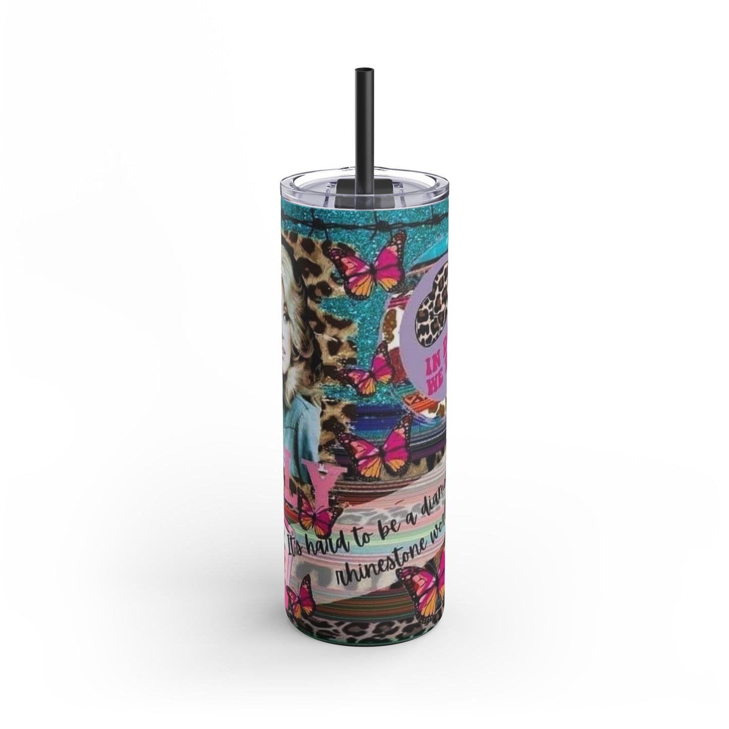 Dolly Parton Glitter Be Different Skinny Matte Tumbler, 20oz Cup