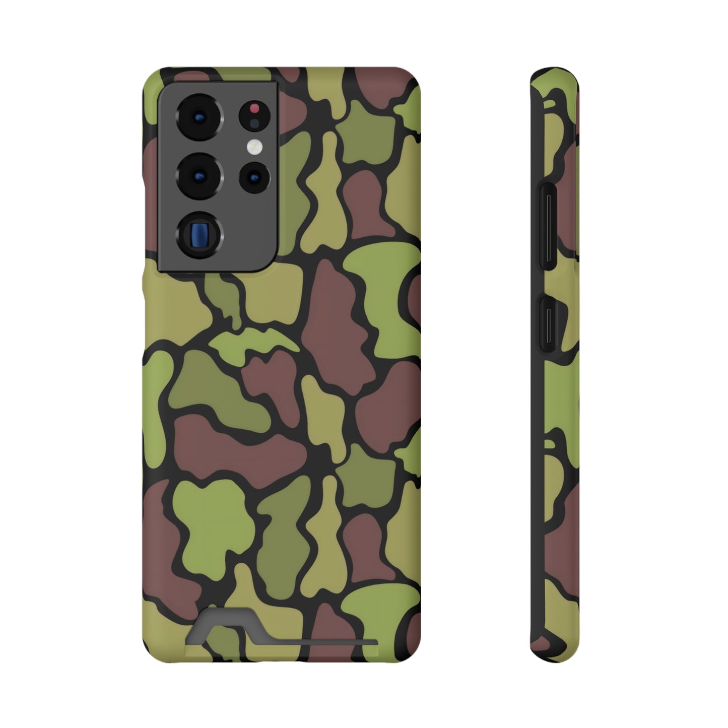 Stylish Camouflage/ Black Phone Case With Card Holder, iPhone, Android