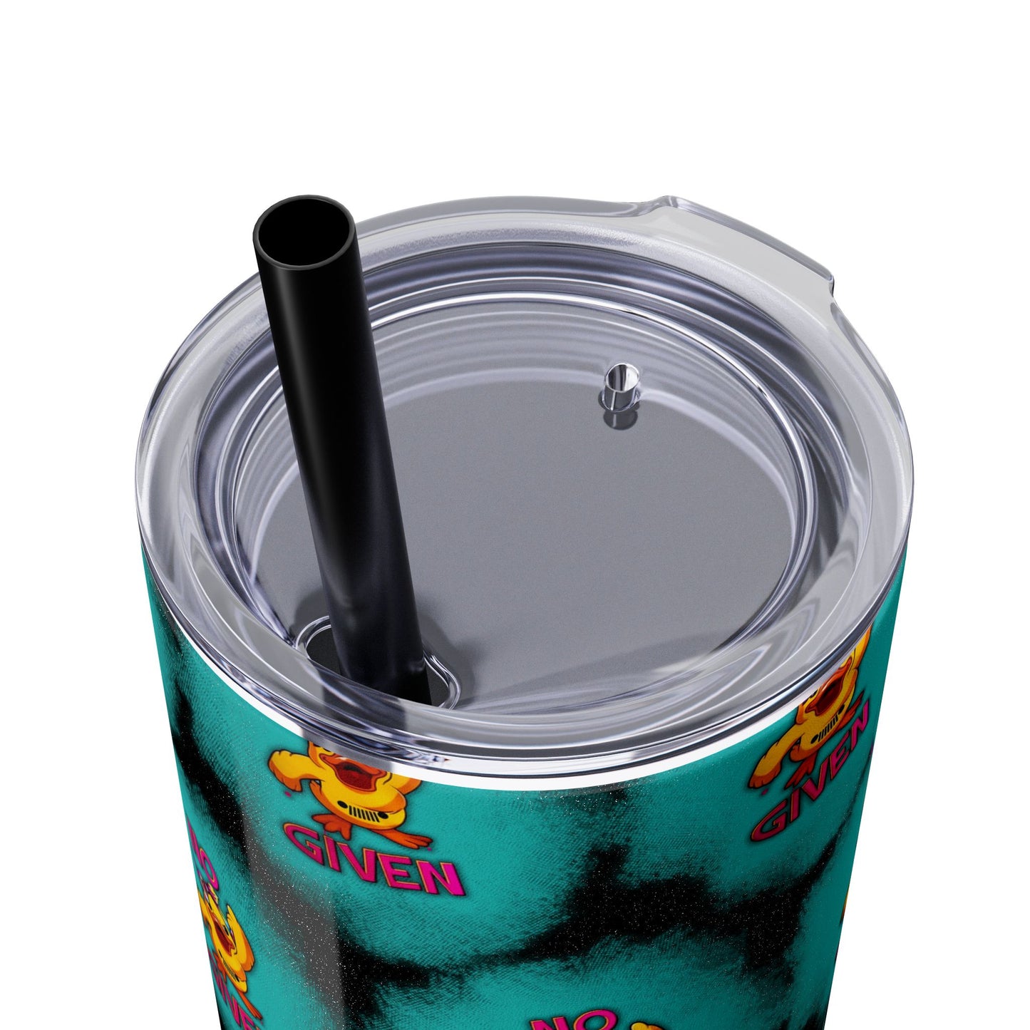 Jeep Duck, "No F Given", Skinny Tumbler with Straw, 20oz Cup