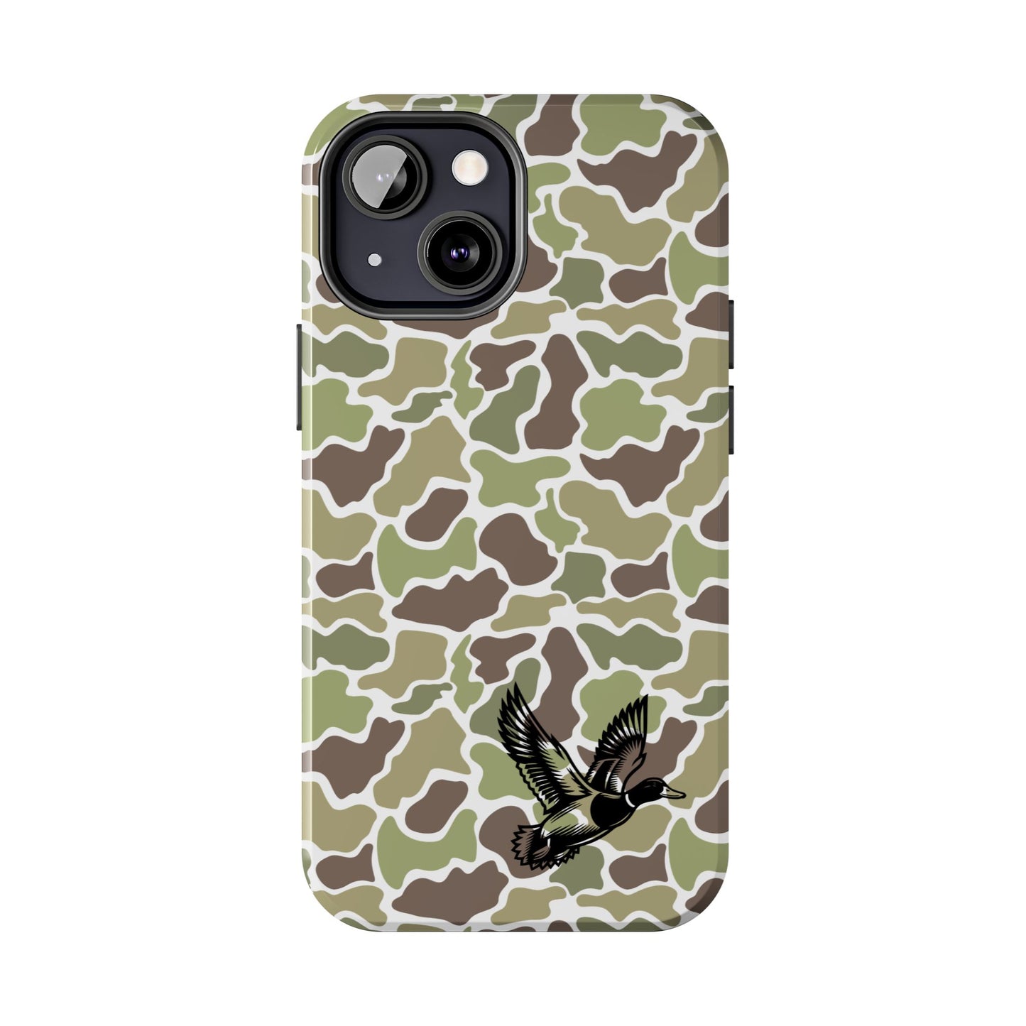 Apple iPhone (13-15 Pro Max) Old School Camouflage, Mallard Bird Tough Phone Cases