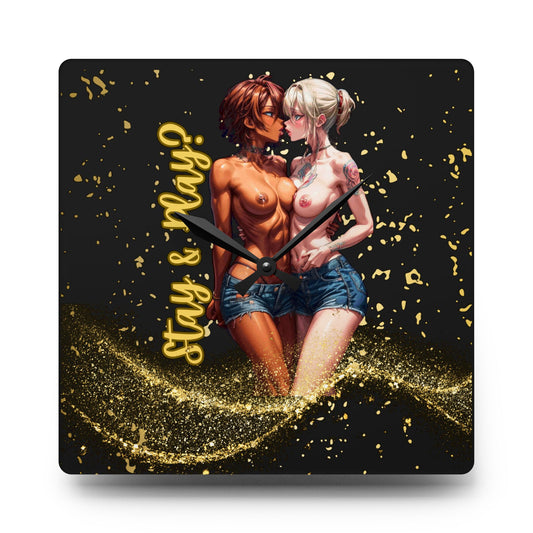 Adult Anime uncensored Sexy Interracial Nude Art Acrylic Wall Clock mancave