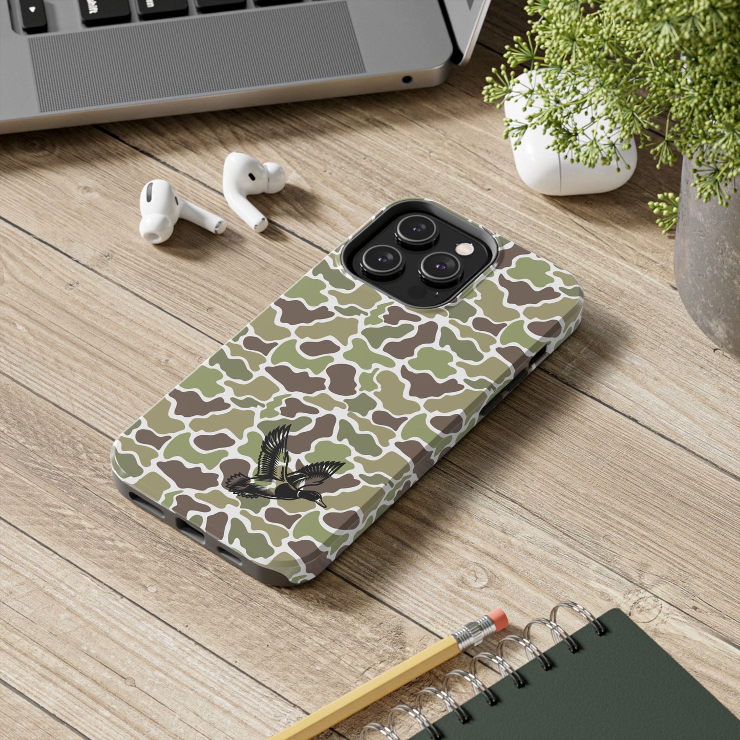 Apple iPhone (13-15 Pro Max) Old School Camouflage, Mallard Bird Tough Phone Cases