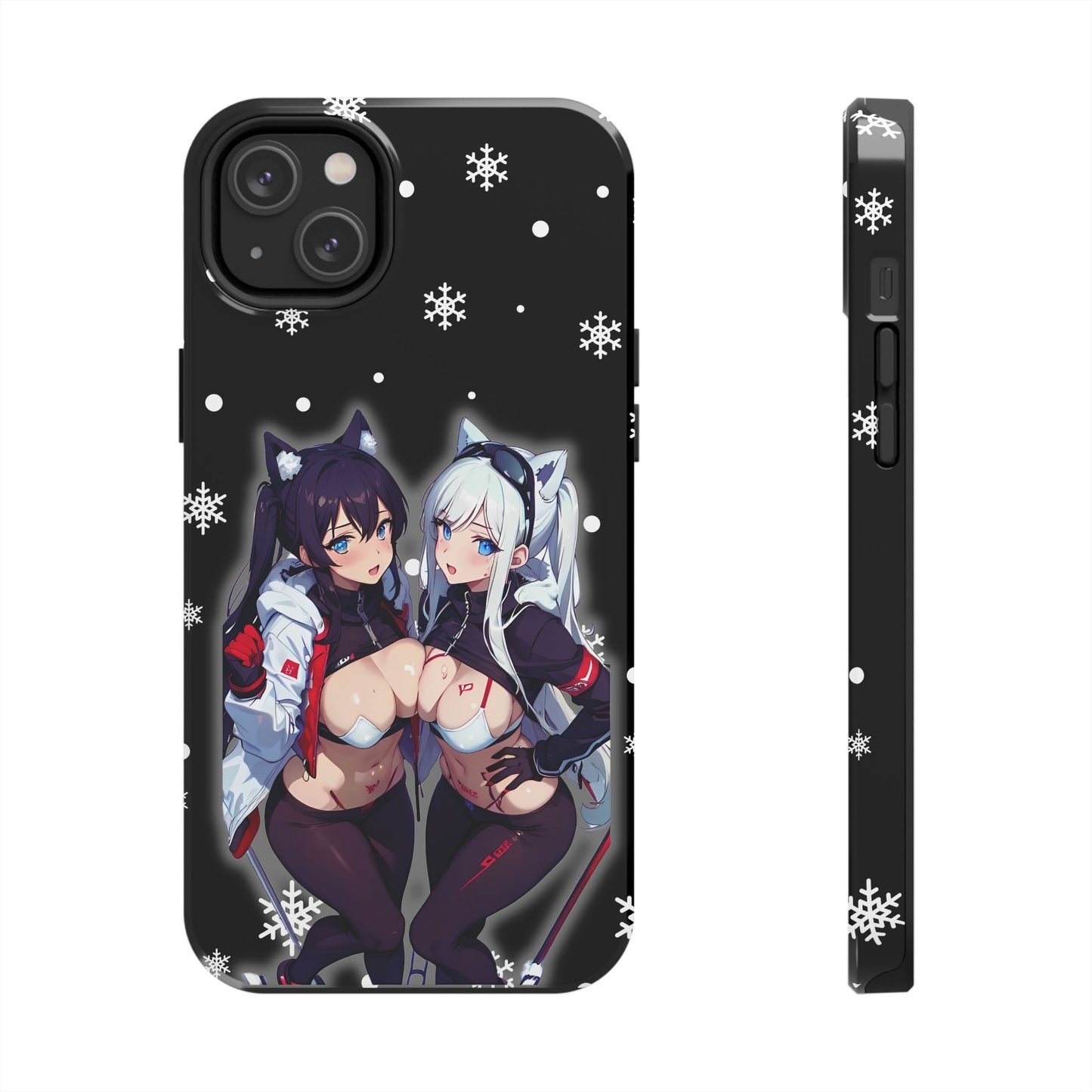 Apple iPhone (13-15 Pro Max) Tough Phone Case, Sexy Anime Girls Snow Skiing, New