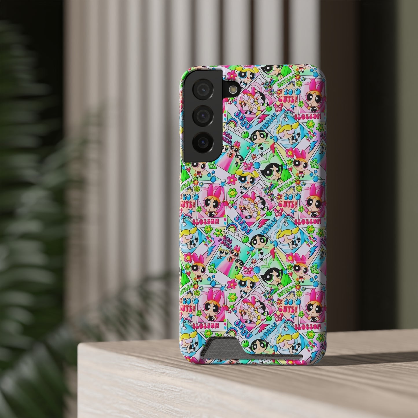 Stylish Power Puff Girls, Phone Case With Card Holder