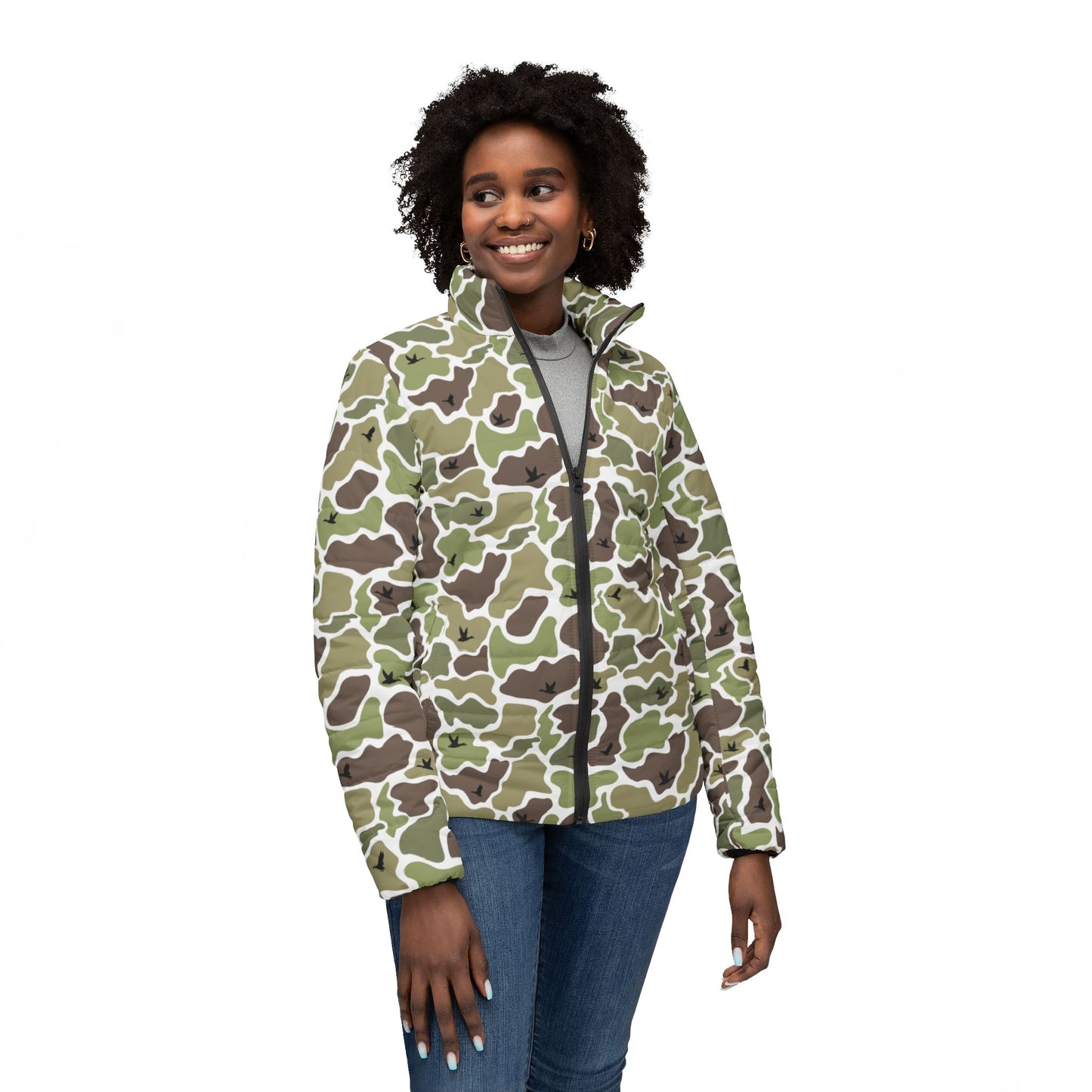 Camouflage/Mallard Duck Women’s Puffer Jacket Hunter/Gift