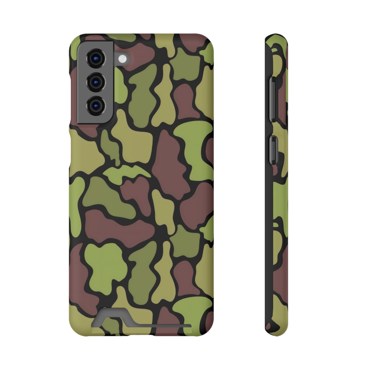 Stylish Camouflage/ Black Phone Case With Card Holder, iPhone, Android