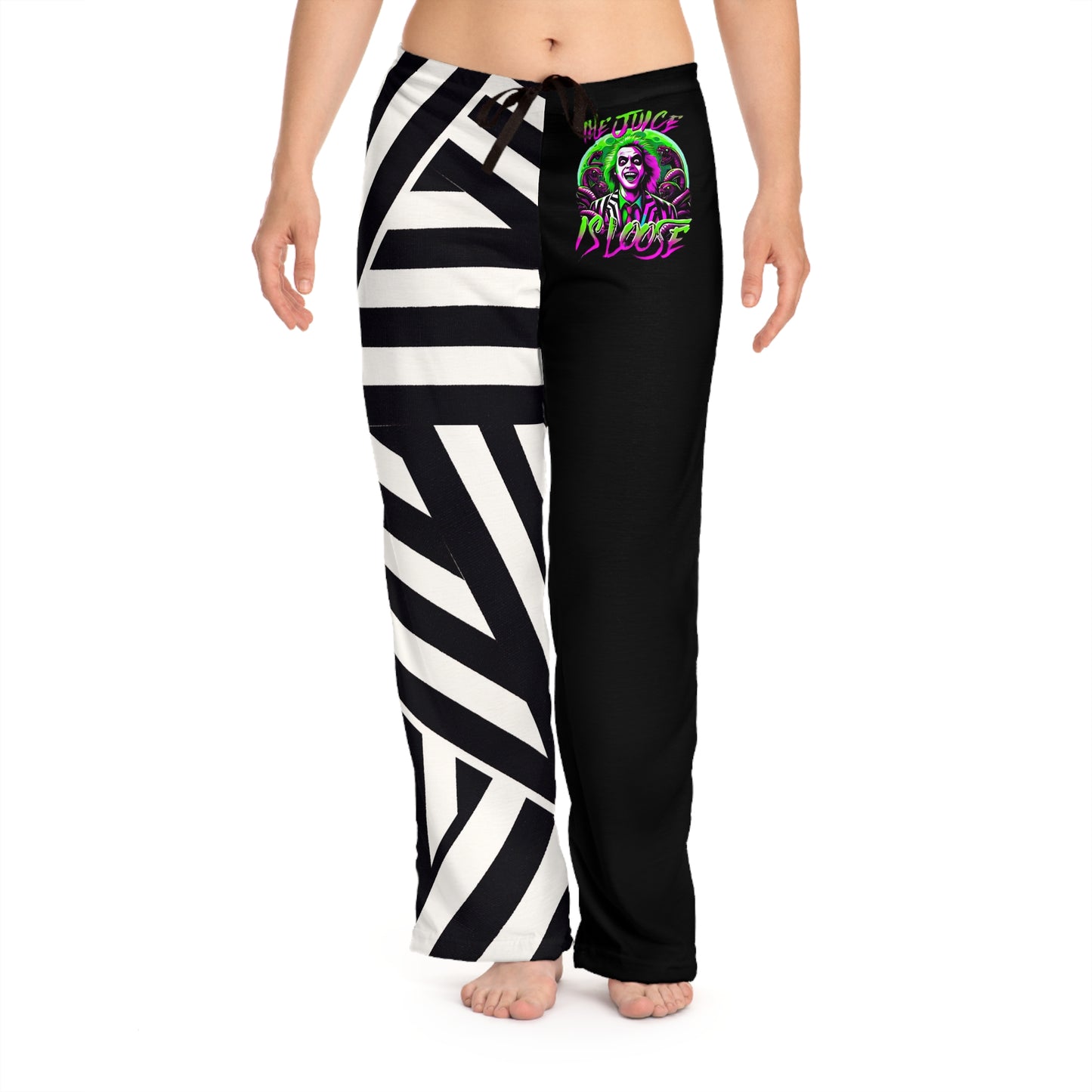 Women's Comfy Beetle-Juice Pajama/ Lounge Pants, "The Juice Is Loose" Halloween