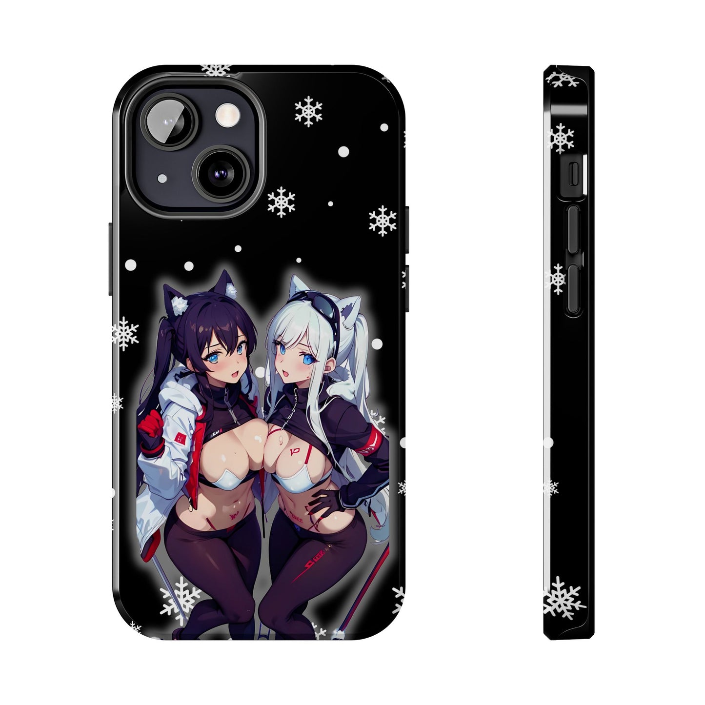 Apple iPhone (13-15 Pro Max) Tough Phone Case, Sexy Anime Girls Snow Skiing, New