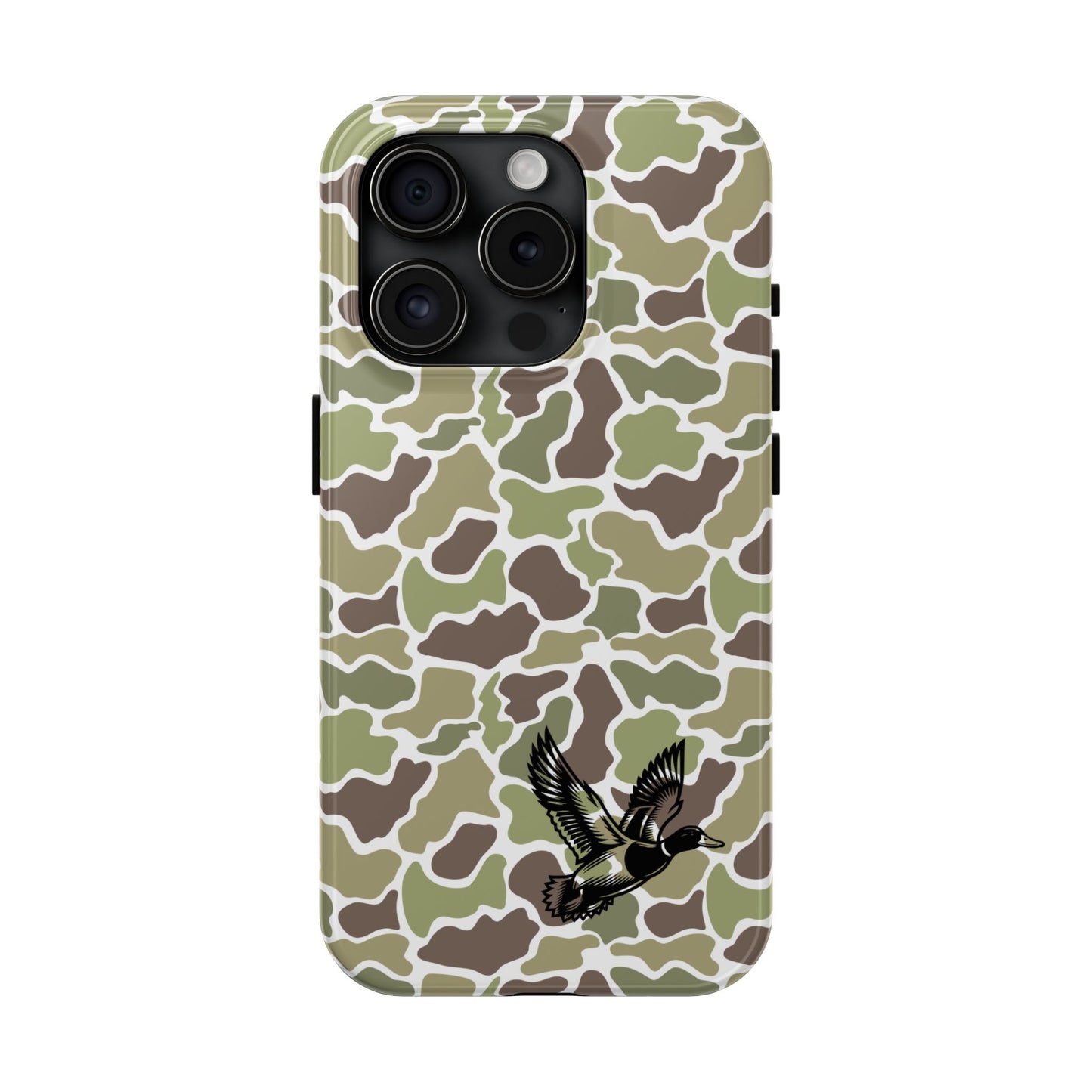 Apple iPhone (13-15 Pro Max) Old School Camouflage, Mallard Bird Tough Phone Cases