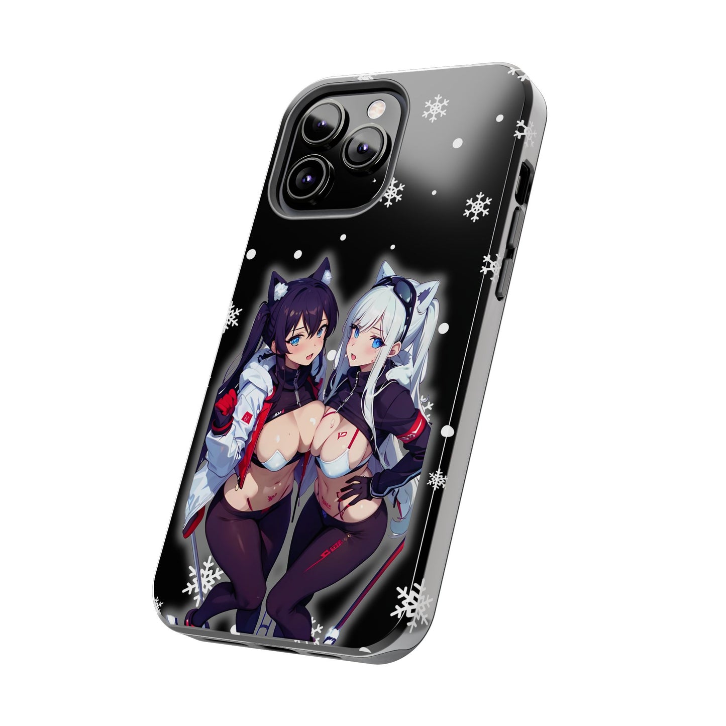 Apple iPhone (13-15 Pro Max) Tough Phone Case, Sexy Anime Girls Snow Skiing, New