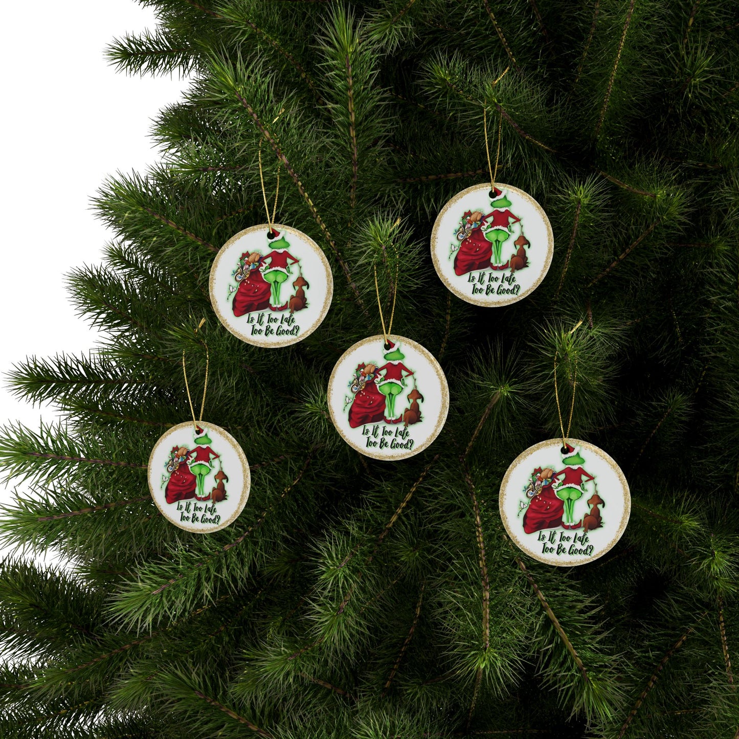 "The Grinch", Christmas, Gift, Ceramic Ornaments (1pc, 5pc)