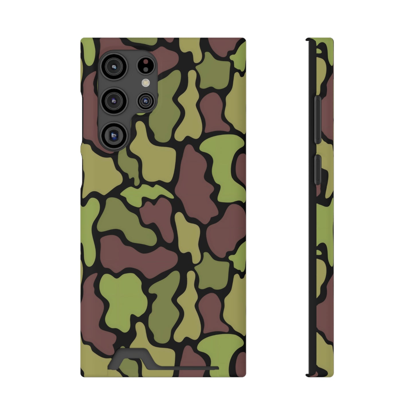 Stylish Camouflage/ Black Phone Case With Card Holder, iPhone, Android