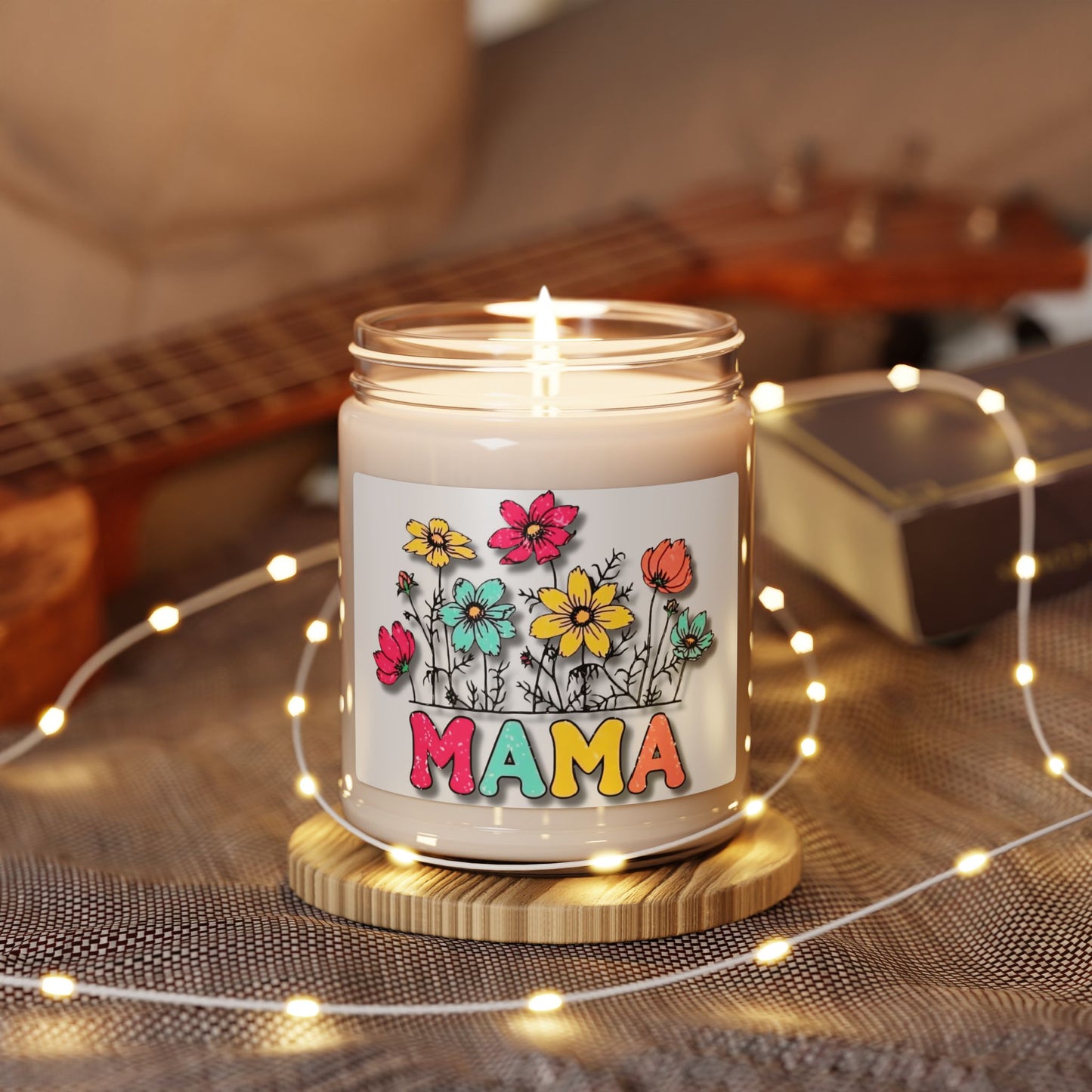 "Mama" Flower Decor, Perfectly Scented Soy Wax Blend Candles, 9oz