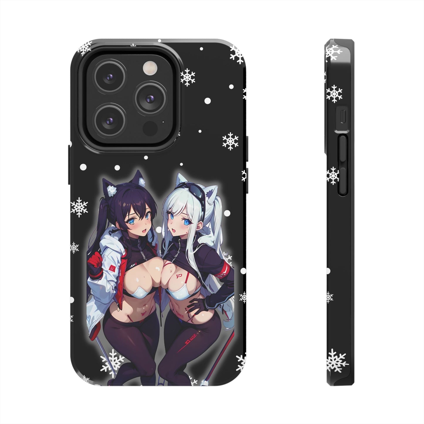 Apple iPhone (13-15 Pro Max) Tough Phone Case, Sexy Anime Girls Snow Skiing, New