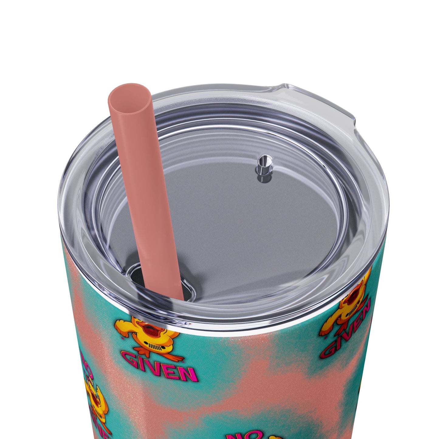 Jeep Duck, "No F Given", Skinny Tumbler with Straw, 20oz Cup