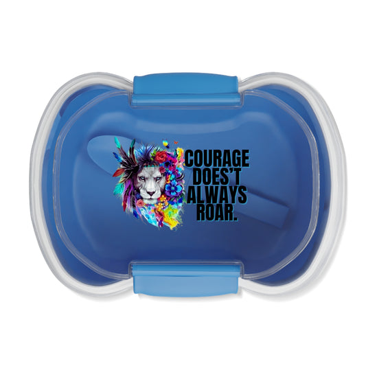 'Courage Doesn't Always Roar" Lion, Two-tier Bento Box/ Lunch Box, Microwave Safe