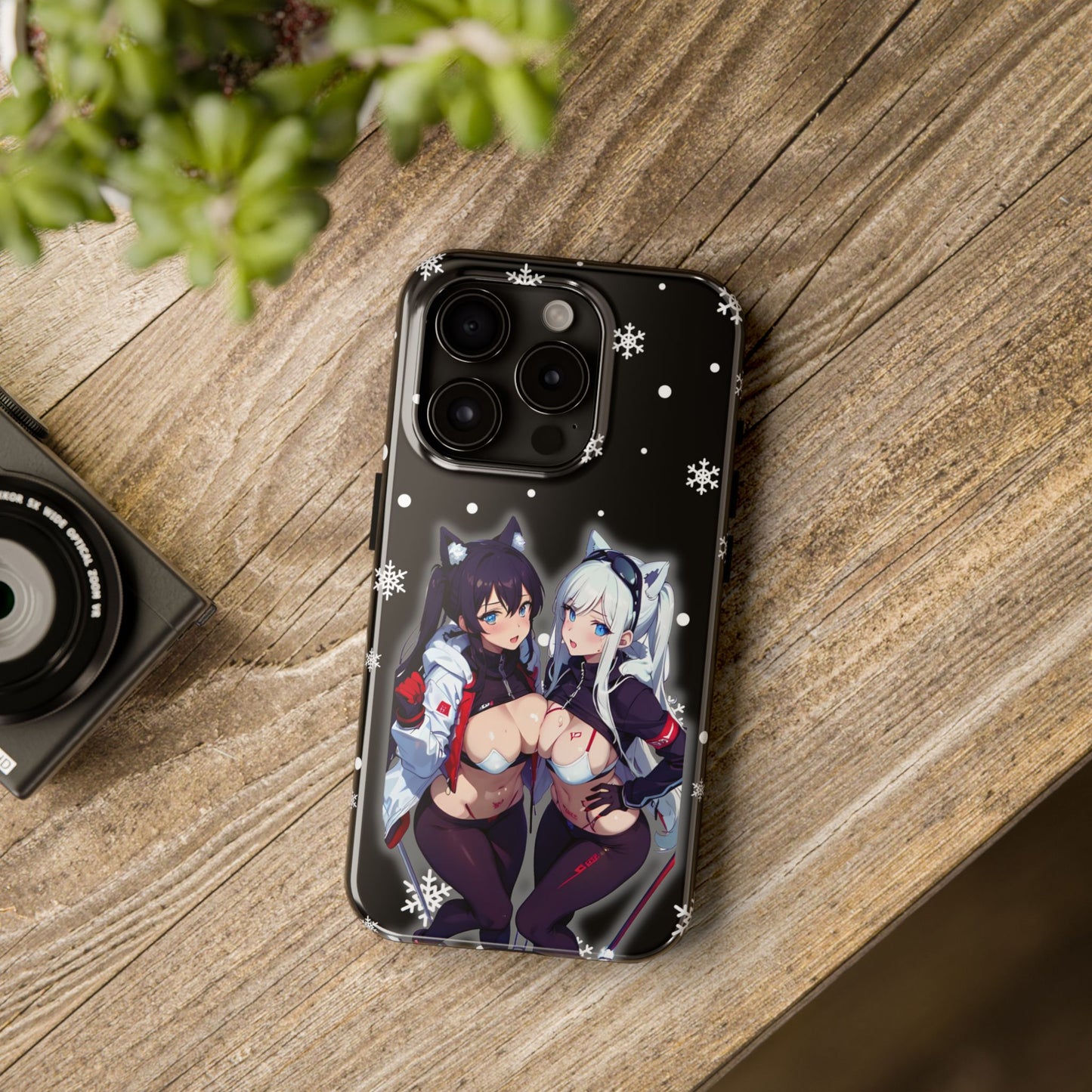 Apple iPhone (13-15 Pro Max) Tough Phone Case, Sexy Anime Girls Snow Skiing, New