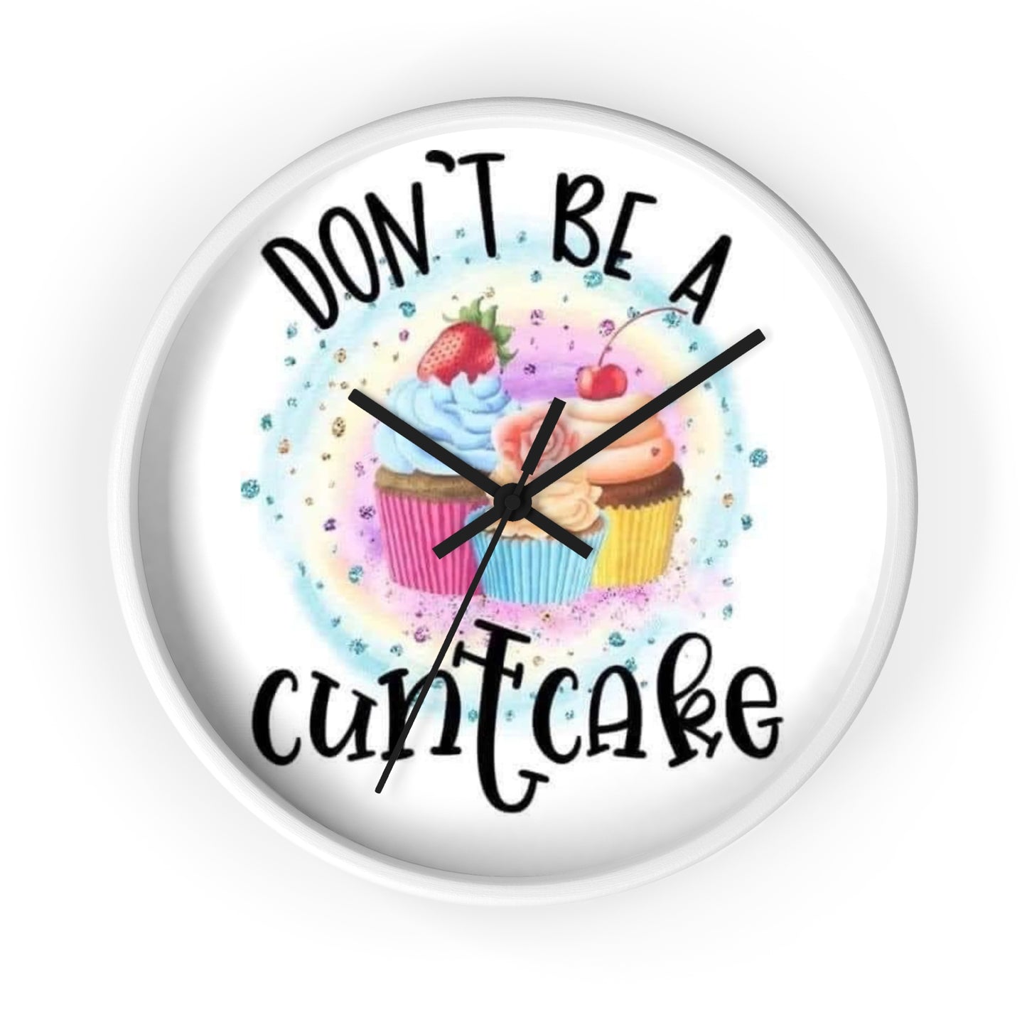 "Dont Be a CuntCake" Funny Cupcake kitchen Wall Clock Colorful