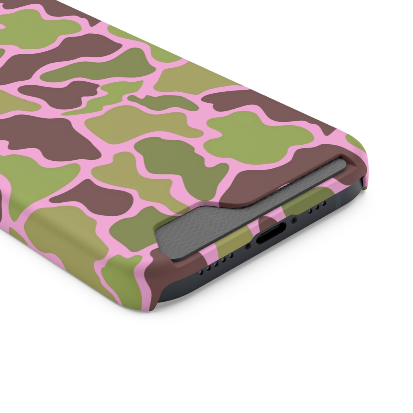 Camouflage/ Pink Phone Case With Card Holder iPhone/ Android