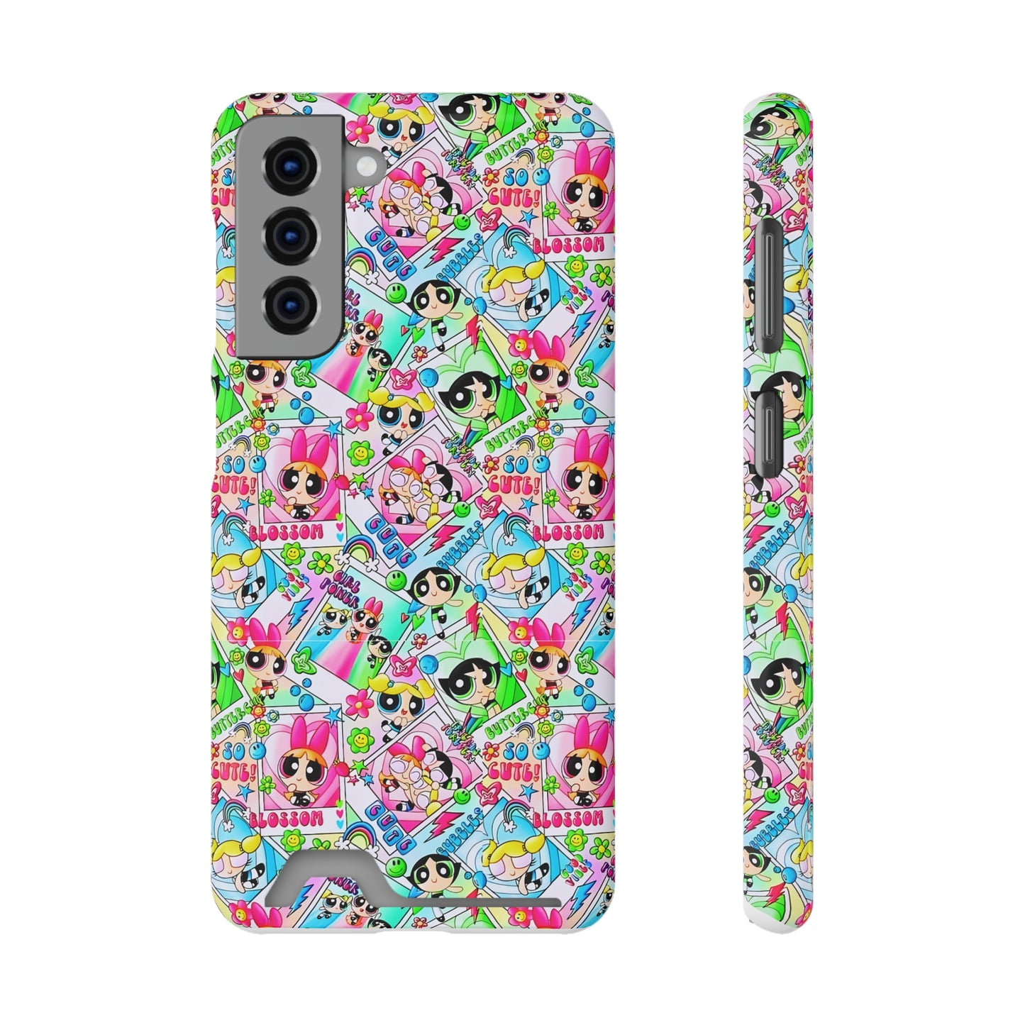 Stylish Power Puff Girls, Phone Case With Card Holder