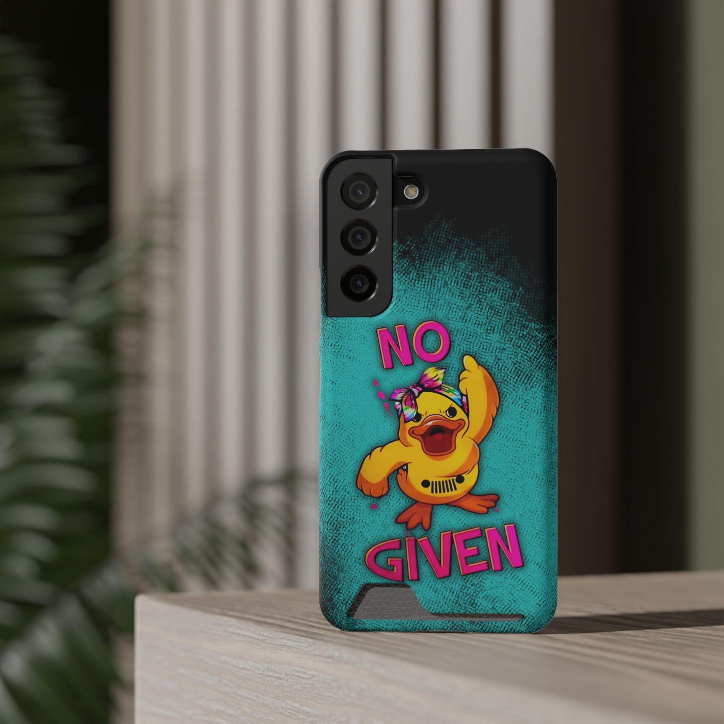 Jeep Duck, "No F Given", Phone Case With Card Holder (iPhone & Android)